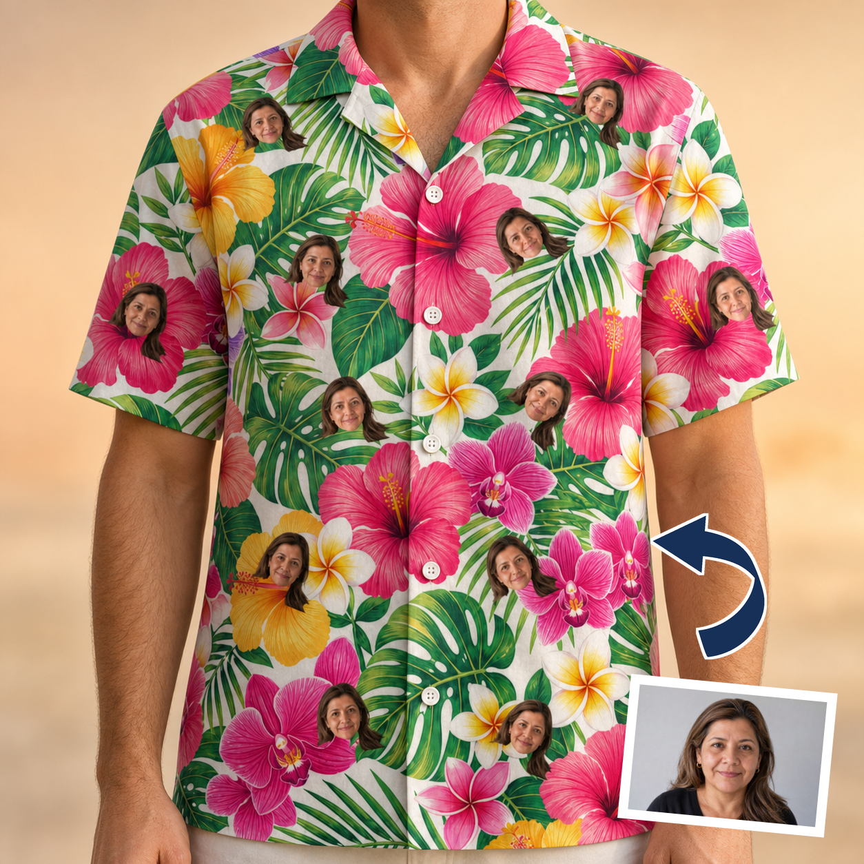 Plumeria Tropical Custom Face Hawaiian Shirt - 5