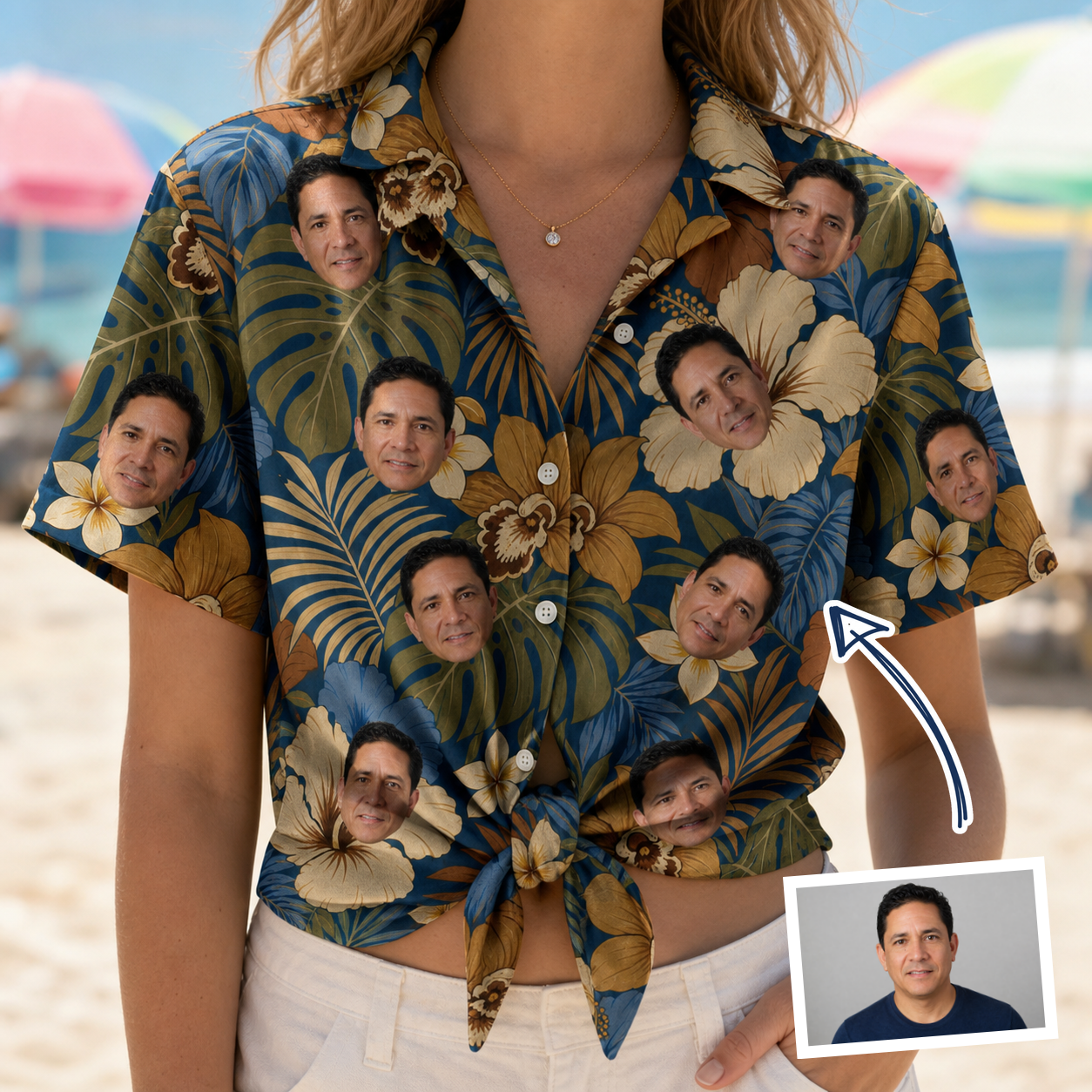 Women's Frond Flower Fizz Custom Face Hawaiian Shirt