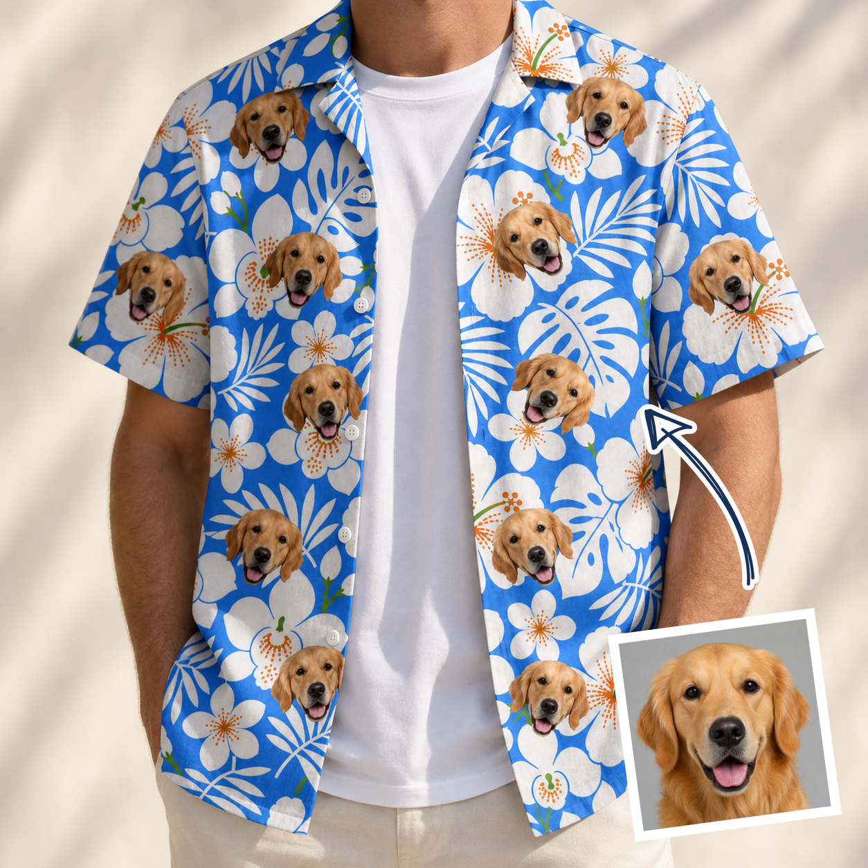 Men's Hibiscus Hula Hooray Custom Face Hawaiian Shirt - 6