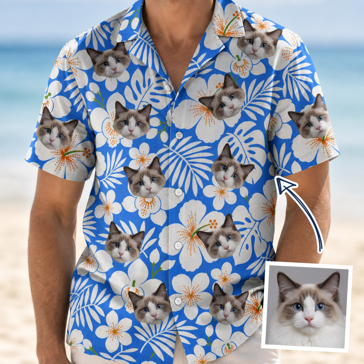 Men's Hibiscus Hula Hooray Custom Face Hawaiian Shirt - 3
