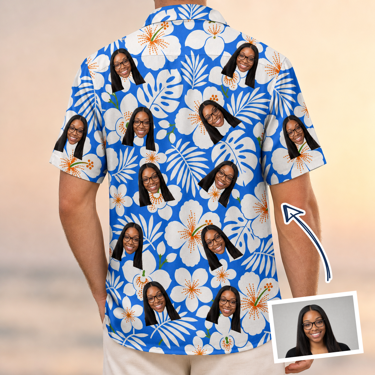 Men's Hibiscus Hula Hooray Custom Face Hawaiian Shirt - 7