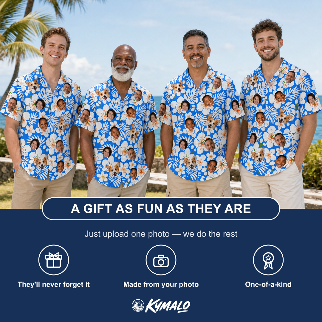 Men's Hibiscus Hula Hooray Custom Face Hawaiian Shirt - 2