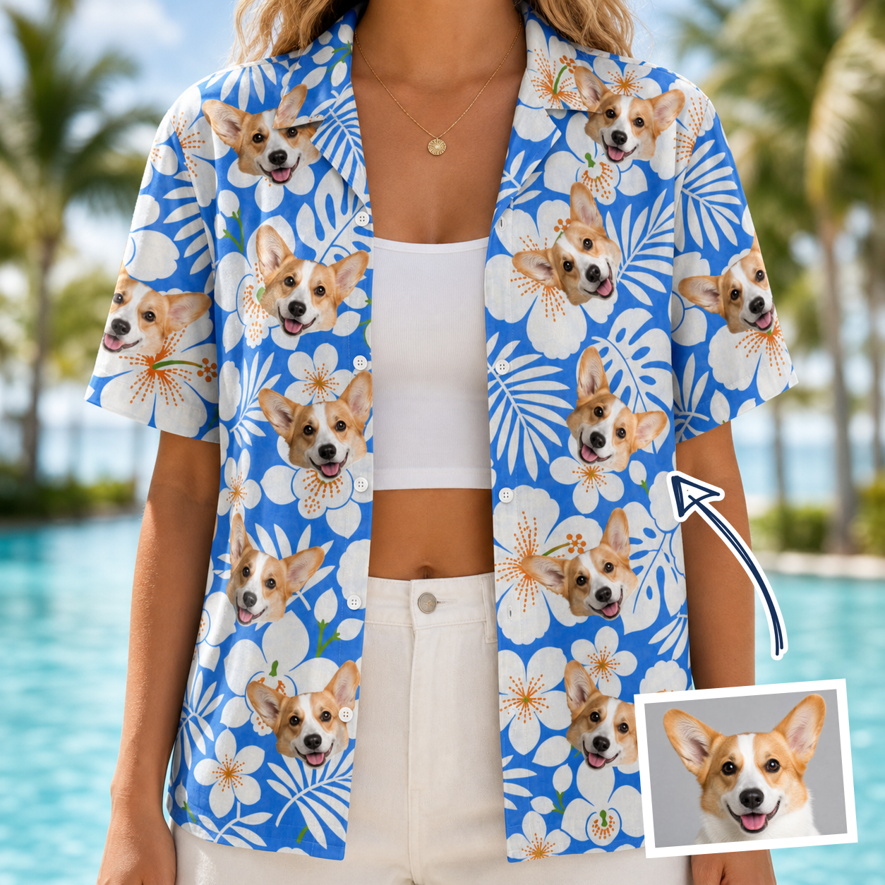Women's Hibiscus Hula Hooray Custom Face Hawaiian Shirt - 6