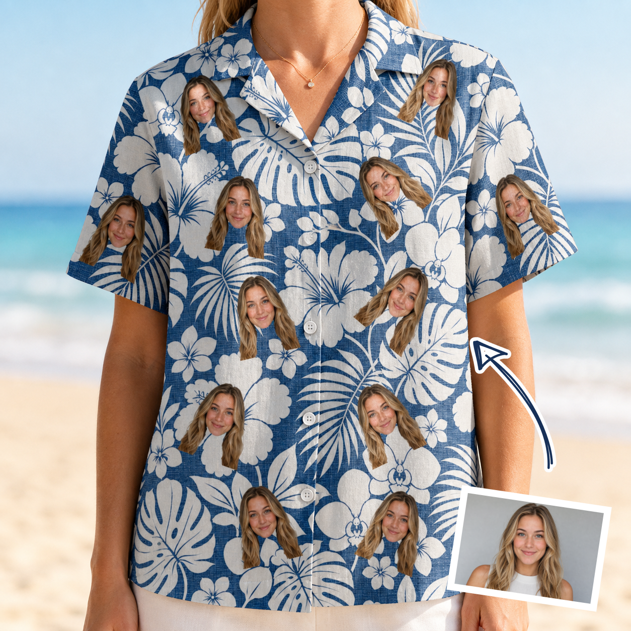 Women's Island Flora Frolic Custom Face Hawaiian Shirt - 5