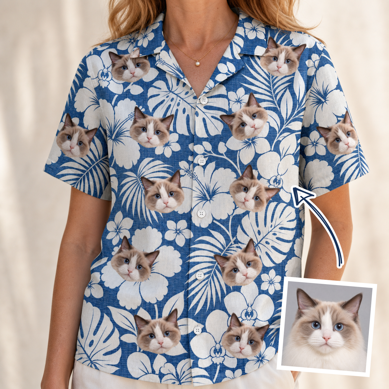 Women's Island Flora Frolic Custom Face Hawaiian Shirt - 7