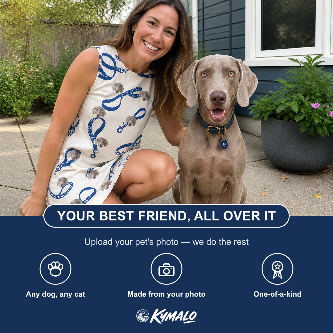 Friends in matching Women's Leash Lineup Custom Dog Face Tank Dress — a group gift photo