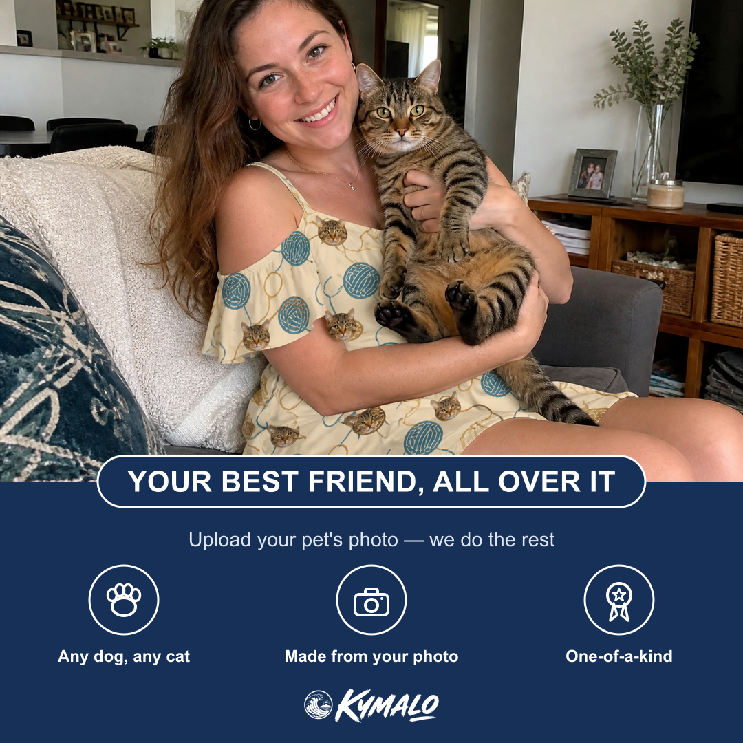 Friends in matching Women's Bobbin Bengals Custom Cat Face Off-Shoulder Dress — a group gift photo