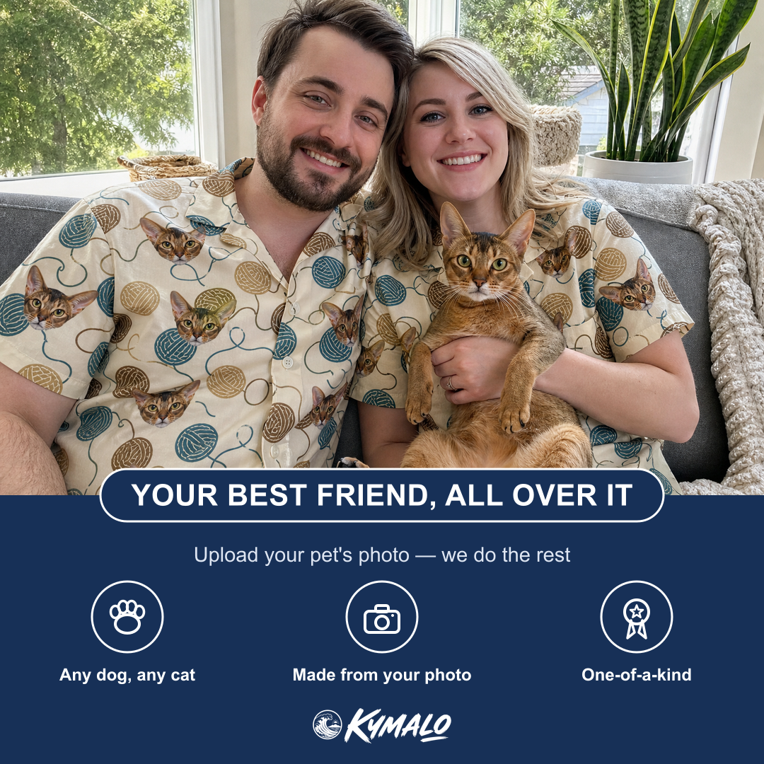 Friends in matching Men's Bobbin Bengals Custom Cat Face Hawaiian Shirt — a group gift photo