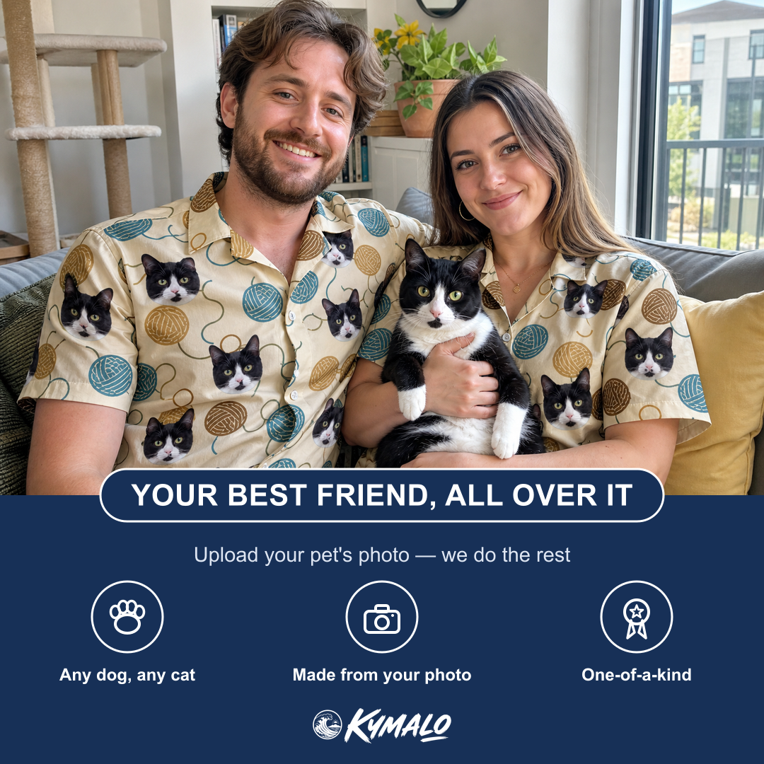 Friends in matching Women's Bobbin Bengals Custom Cat Face Hawaiian Shirt — a group gift photo