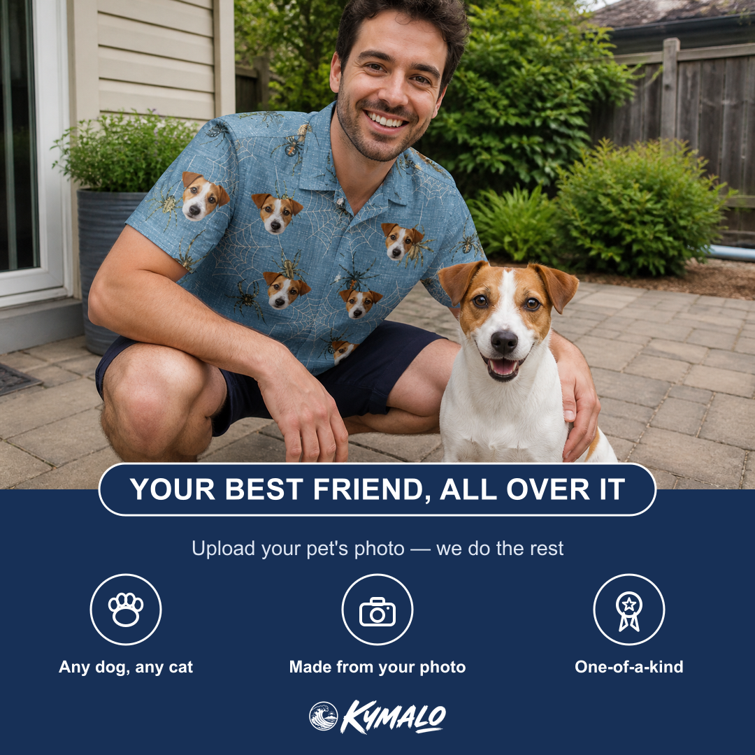 Friends in matching Men's Scuttle Sideshow Custom Dog Face Polo Shirt — a group gift photo