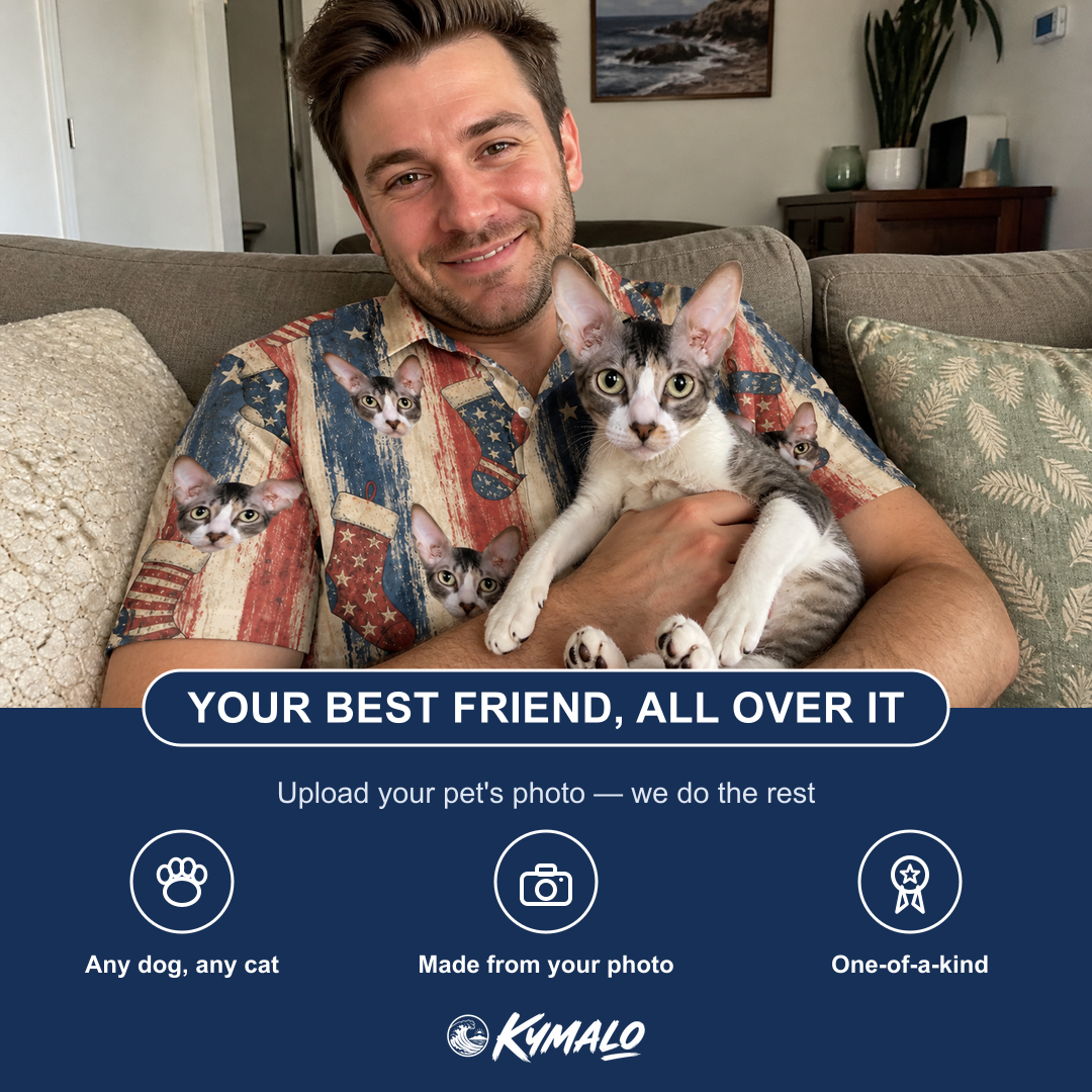 Friends in matching Men's Christmas Cuffs Custom Cat Face Polo Shirt — a group gift photo