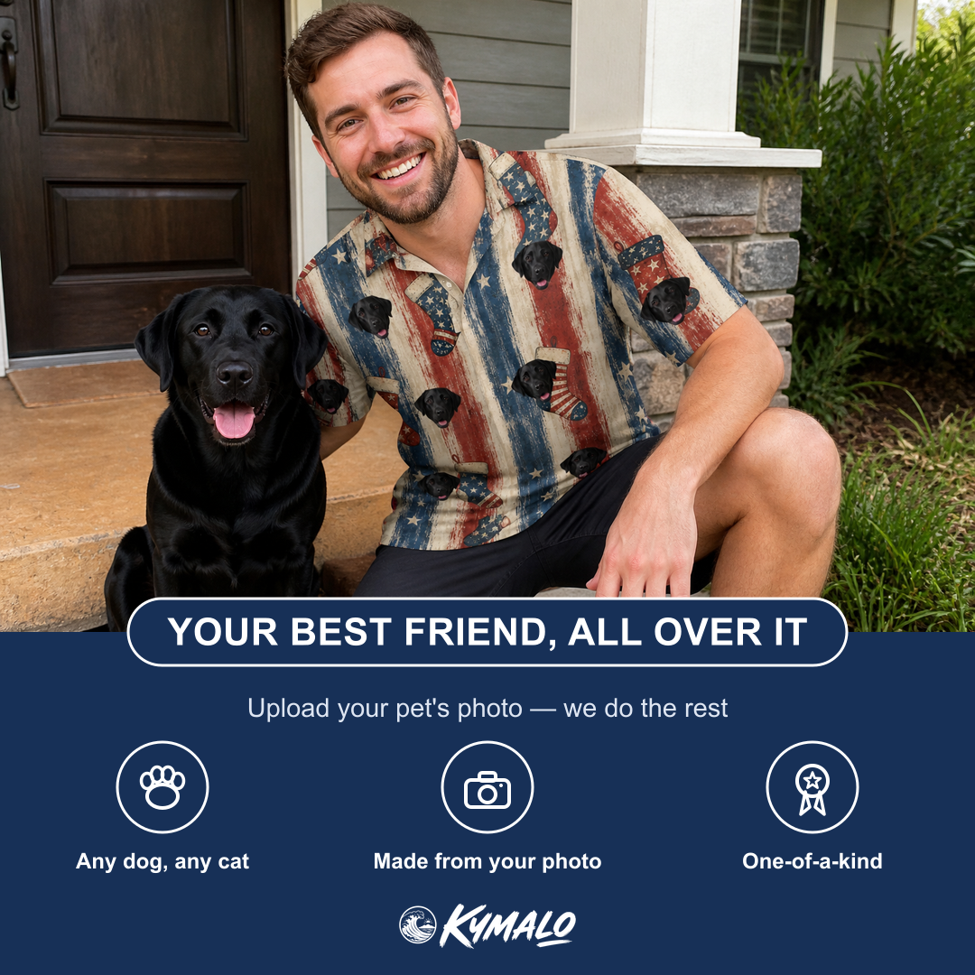Friends in matching Men's Christmas Cuffs Custom Dog Face Polo Shirt — a group gift photo