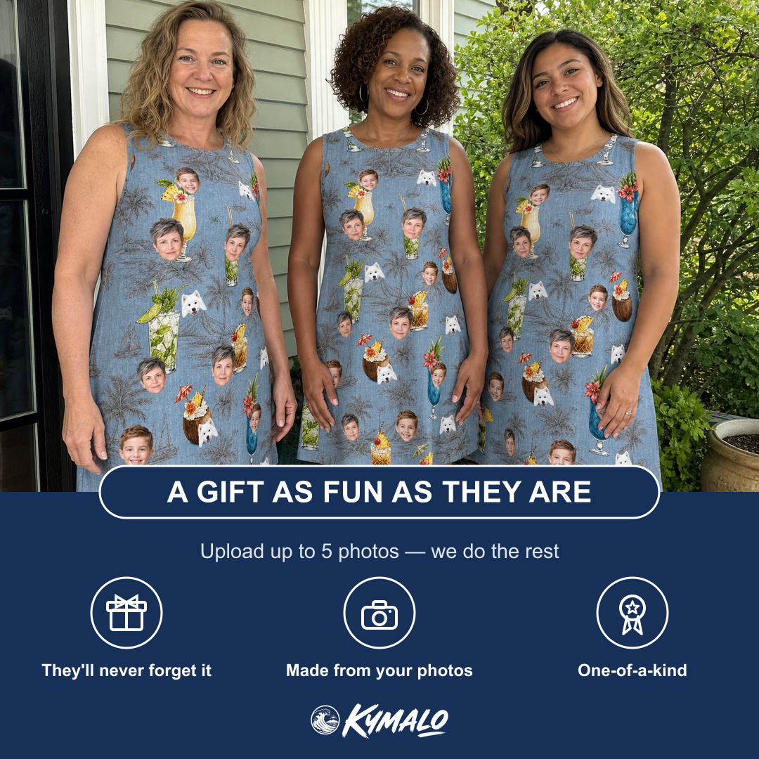 Friends in matching Women's Agave Affair Custom Face Tank Dress — a group gift photo