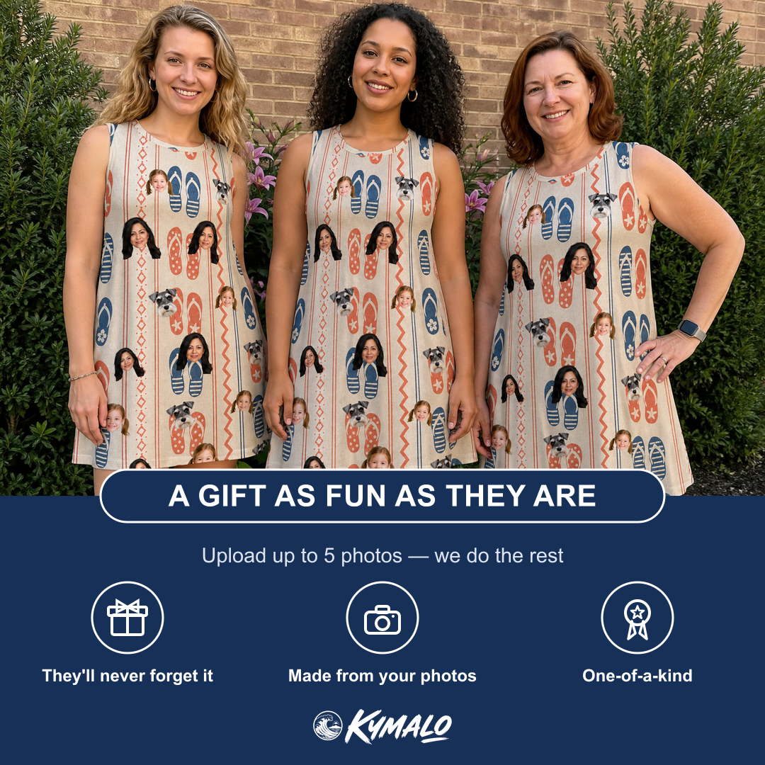 Friends in matching Women's Sole Mates Custom Face Tank Dress — a group gift photo