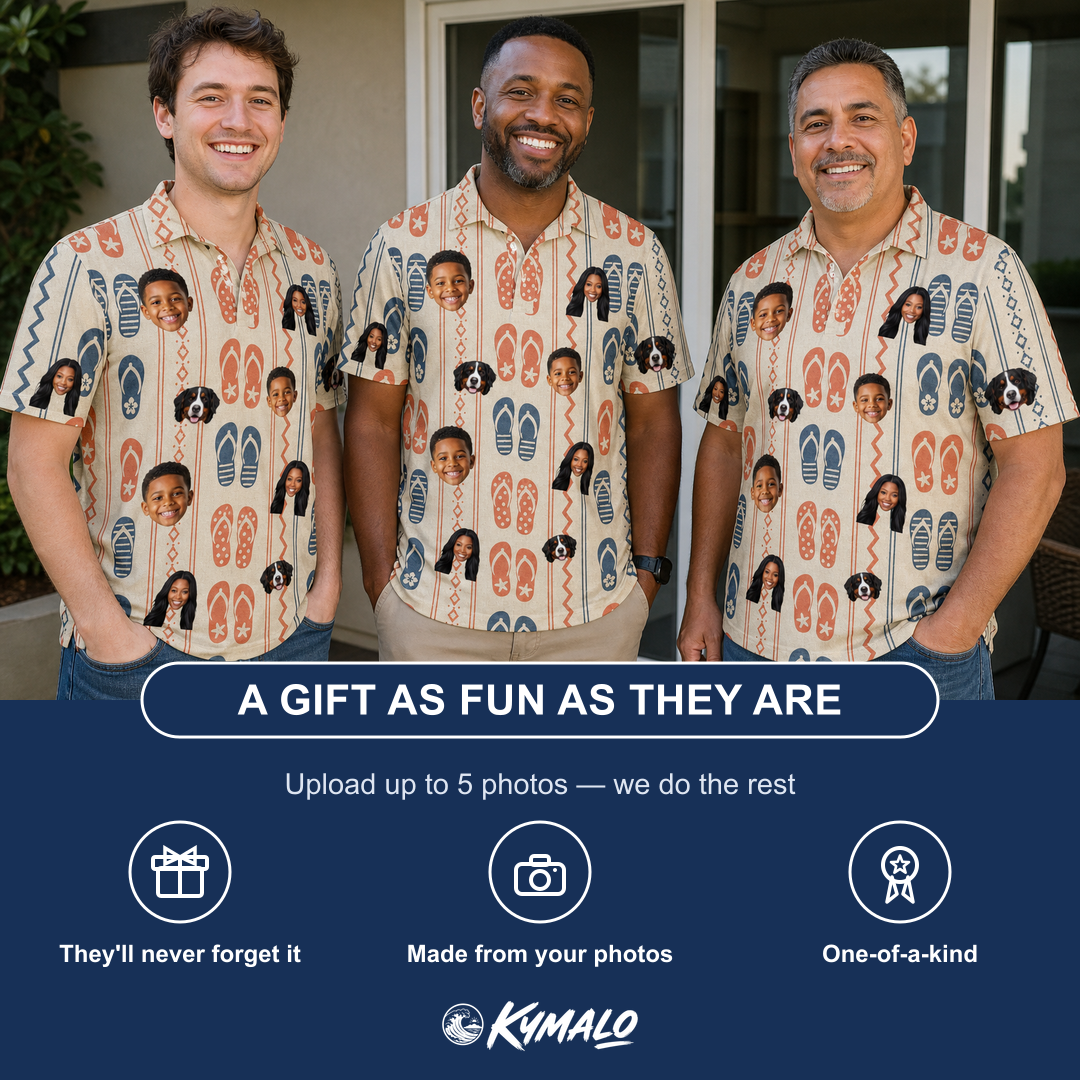 Friends in matching Men's Sole Mates Custom Face Polo Shirt — a group gift photo