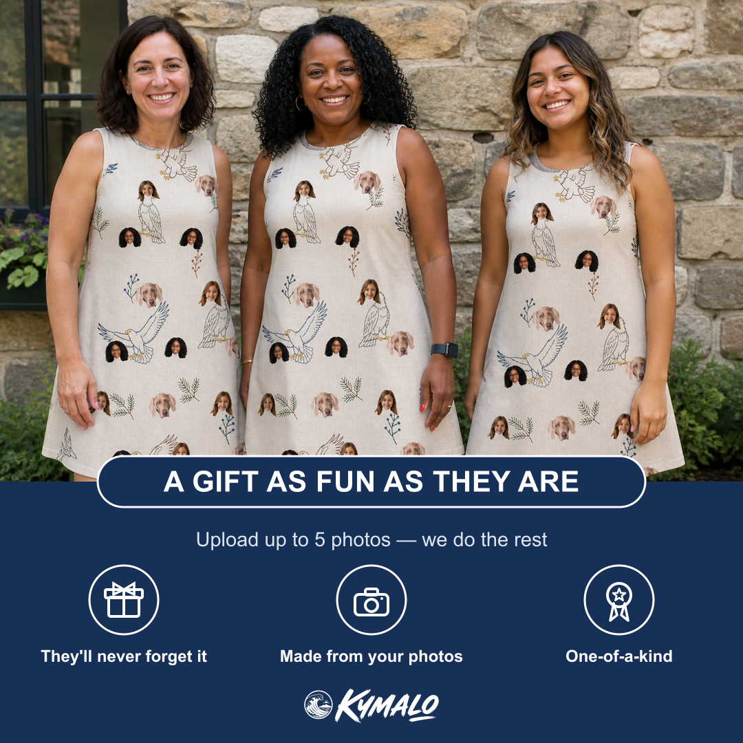Friends in matching Women's Talon Toast Custom Face Tank Dress — a group gift photo