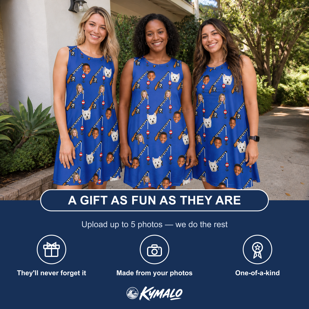 Friends in matching Women's Rod Rodeo Custom Face Tank Dress — a group gift photo