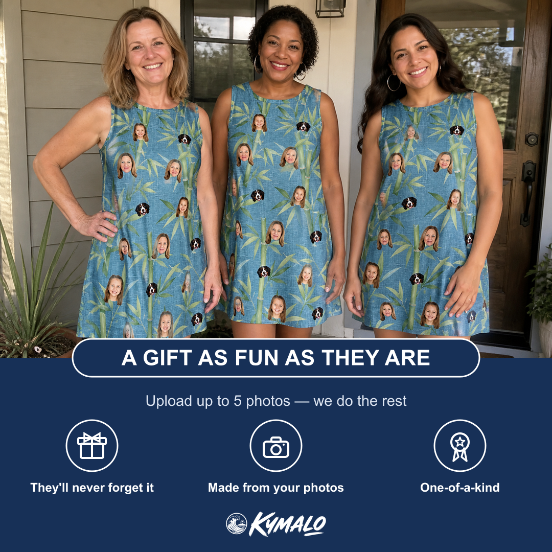 Friends in matching Women's Cane Cabaret Custom Face Tank Dress — a group gift photo