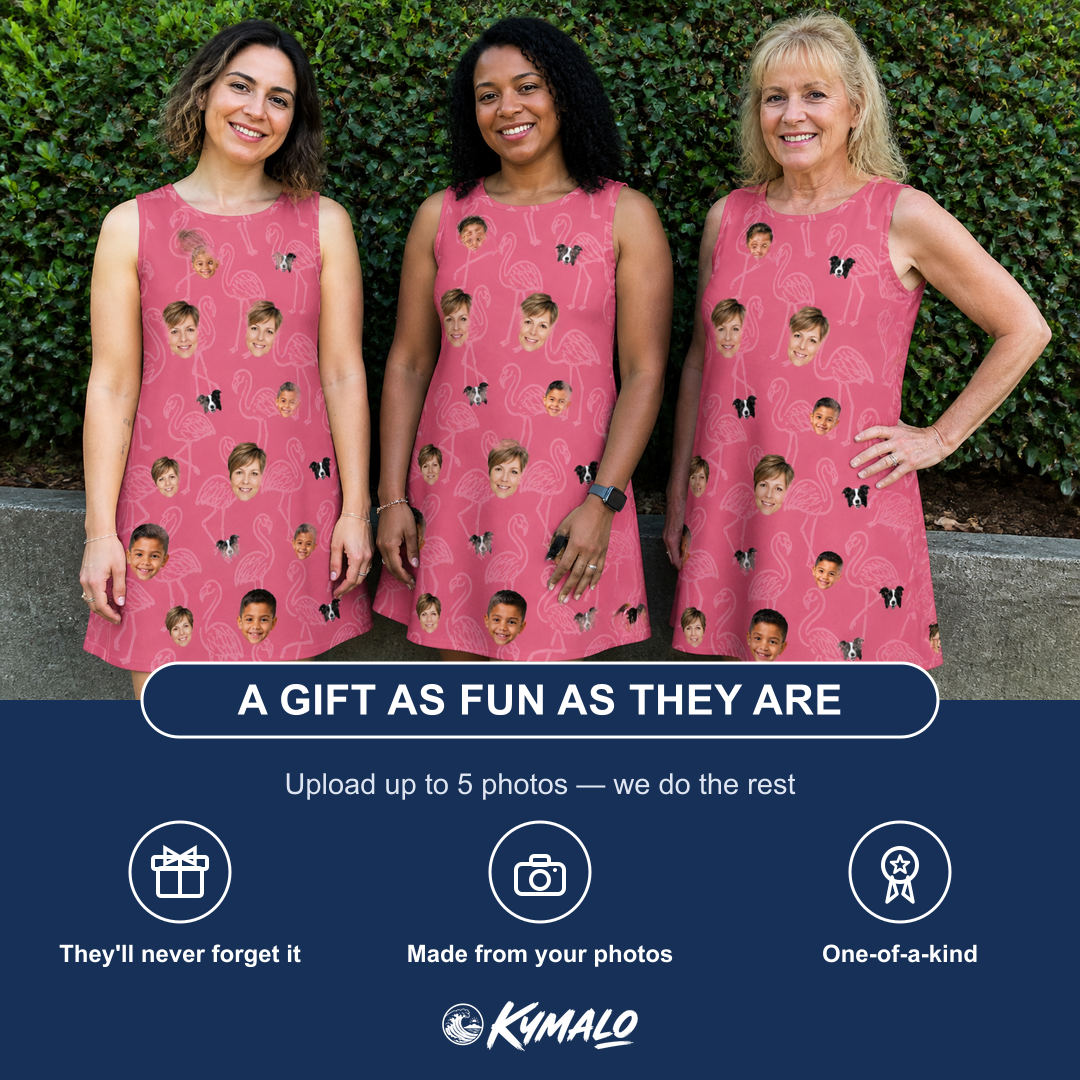 Friends in matching Women's Beakside Belles Custom Face Tank Dress — a group gift photo