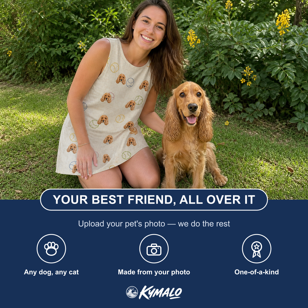Friends in matching Women's Rally Retrievers Custom Dog Face Tank Dress — a group gift photo