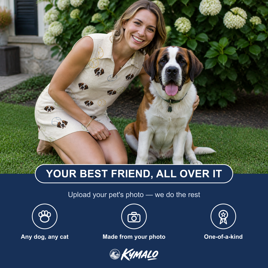 Friends in matching Women's Rally Retrievers Custom Dog Face V-Neck Dress — a group gift photo