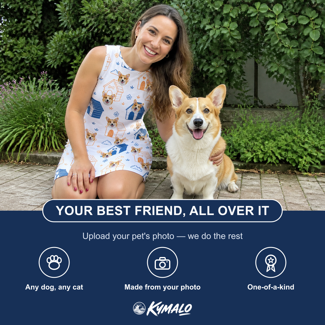 Friends in matching Women's Yap Yurts Custom Dog Face Tank Dress — a group gift photo