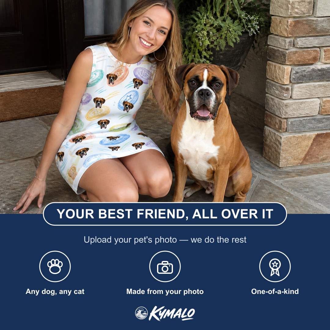 Friends in matching Women's Disc Dogs Custom Dog Face Tank Dress — a group gift photo