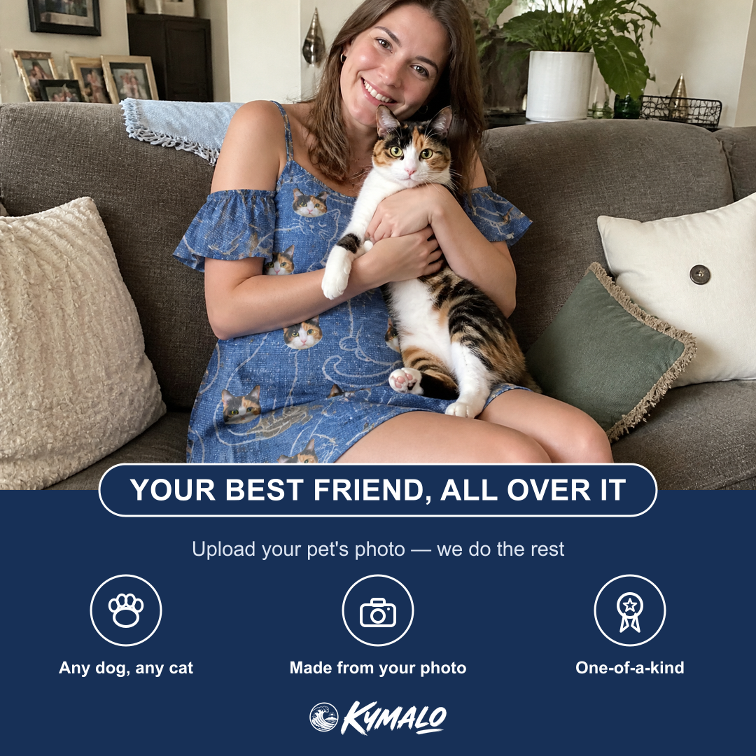 Friends in matching Women's Mittens Mingle Custom Cat Face Off-Shoulder Dress — a group gift photo