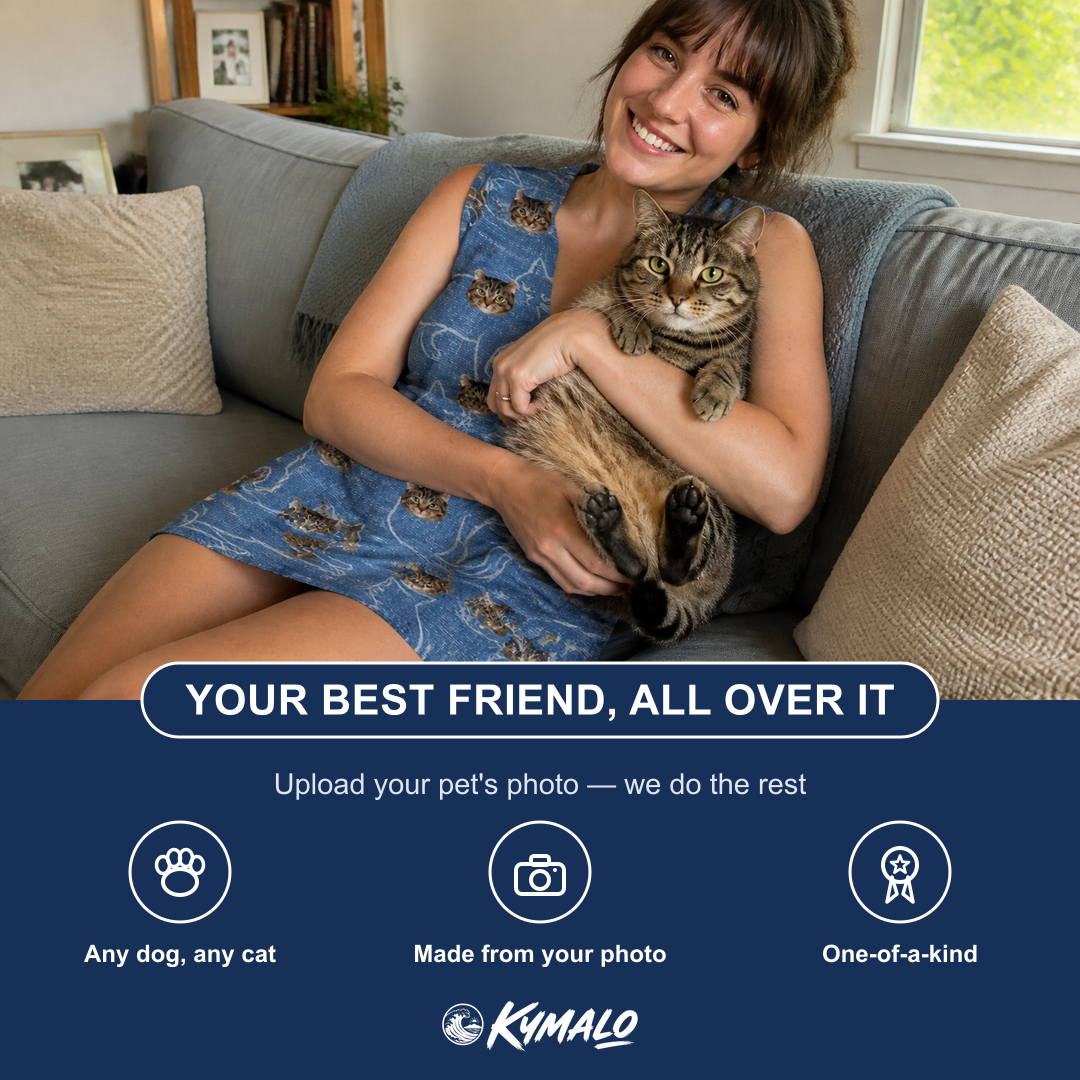 Friends in matching Women's Mittens Mingle Custom Cat Face V-Neck Dress — a group gift photo