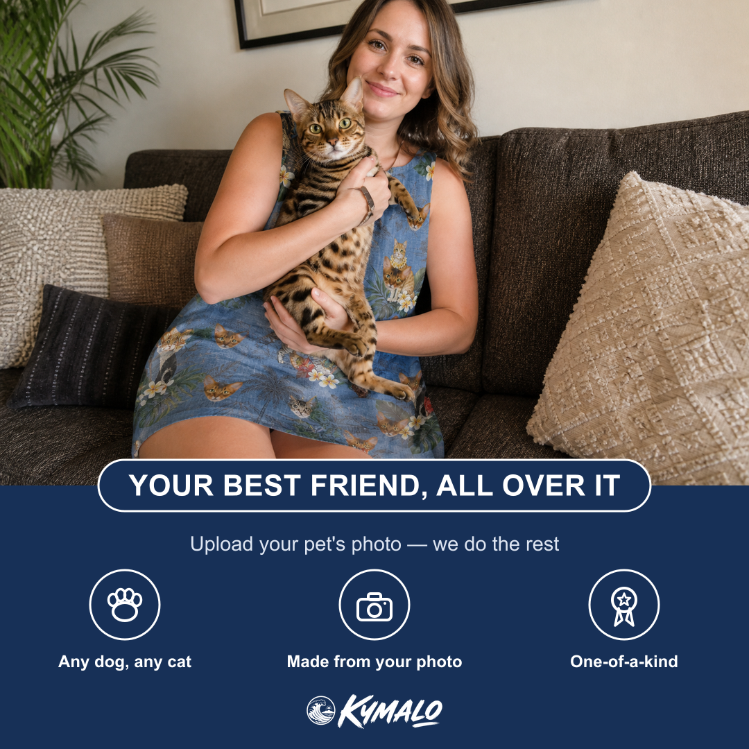 Friends in matching Women's Kitten Kaboodle Custom Cat Face Tank Dress — a group gift photo