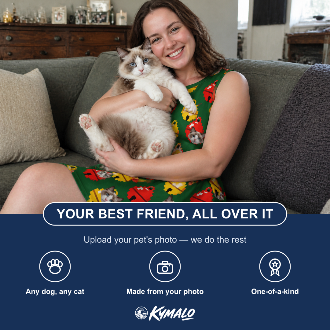 Friends in matching Women's Ringing Revelry Custom Cat Face Tank Dress — a group gift photo