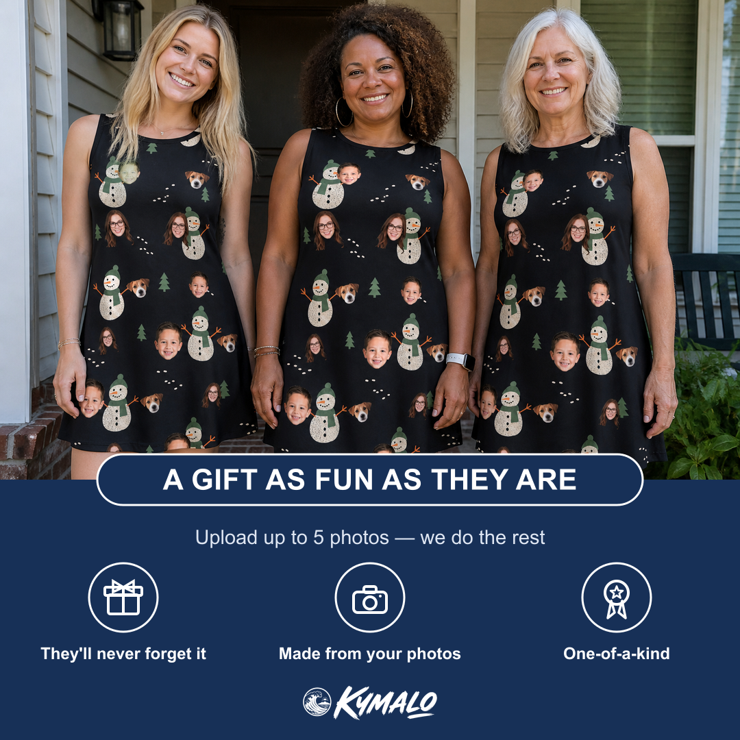 Friends in matching Women's Carrot Crooners Custom Face Tank Dress — a group gift photo