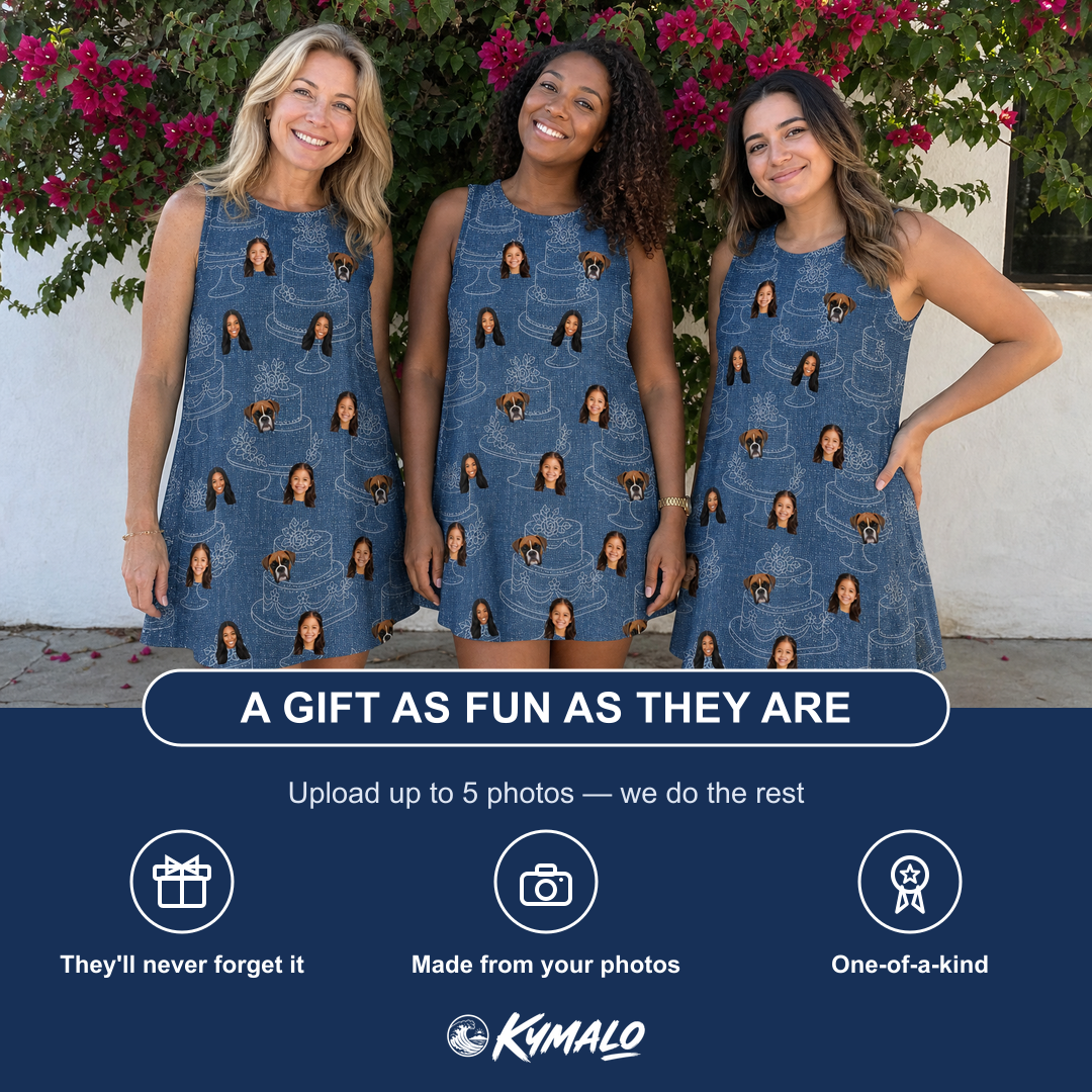 Friends in matching Women's Bridal Batter Custom Face Tank Dress — a group gift photo