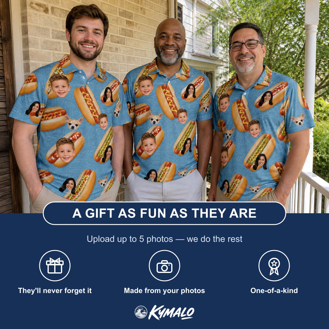 Friends in matching Men's Bunited States Custom Face Polo Shirt — a group gift photo