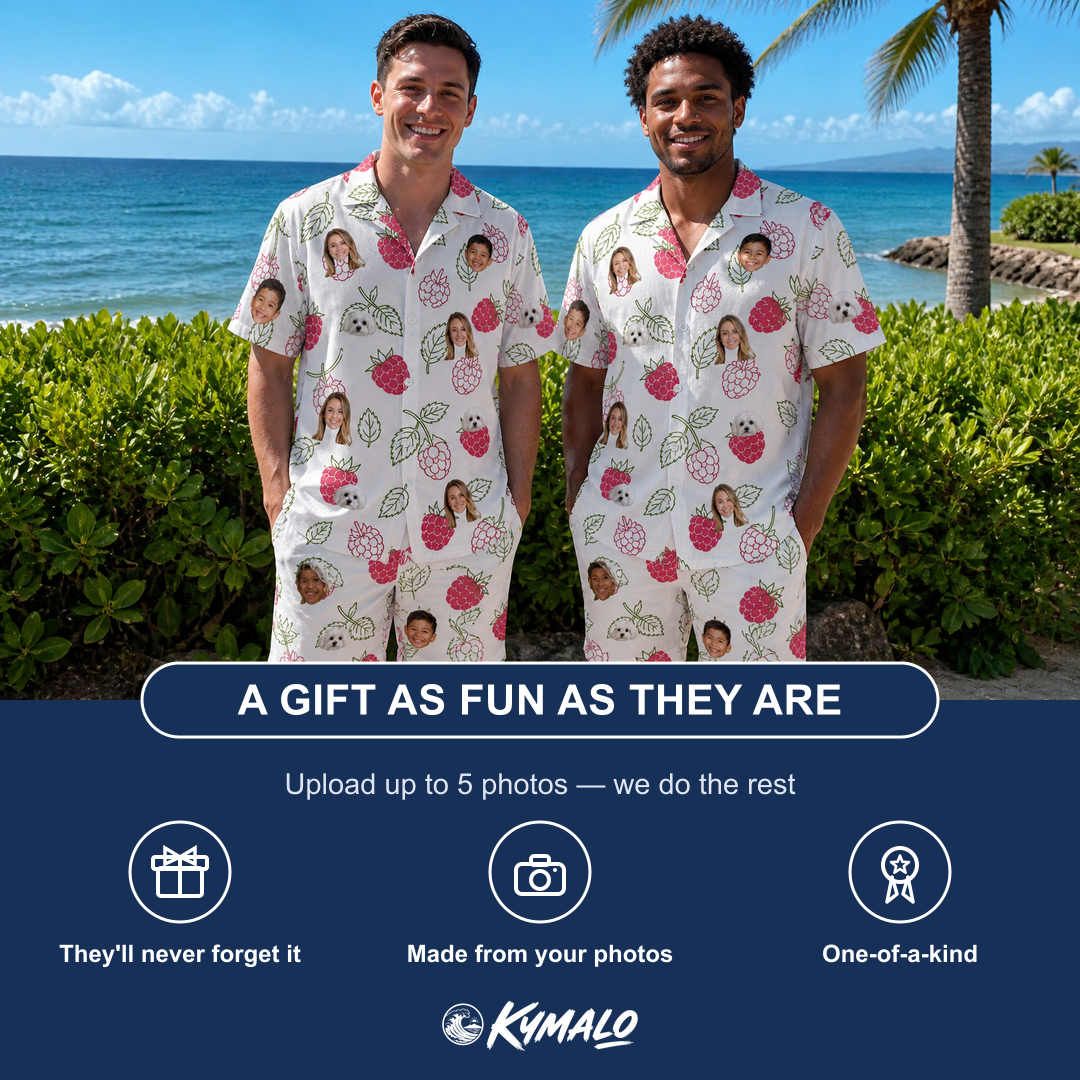 Friends in matching Men's Drupelet Dance Custom Face Shirt & Shorts Set — a group gift photo