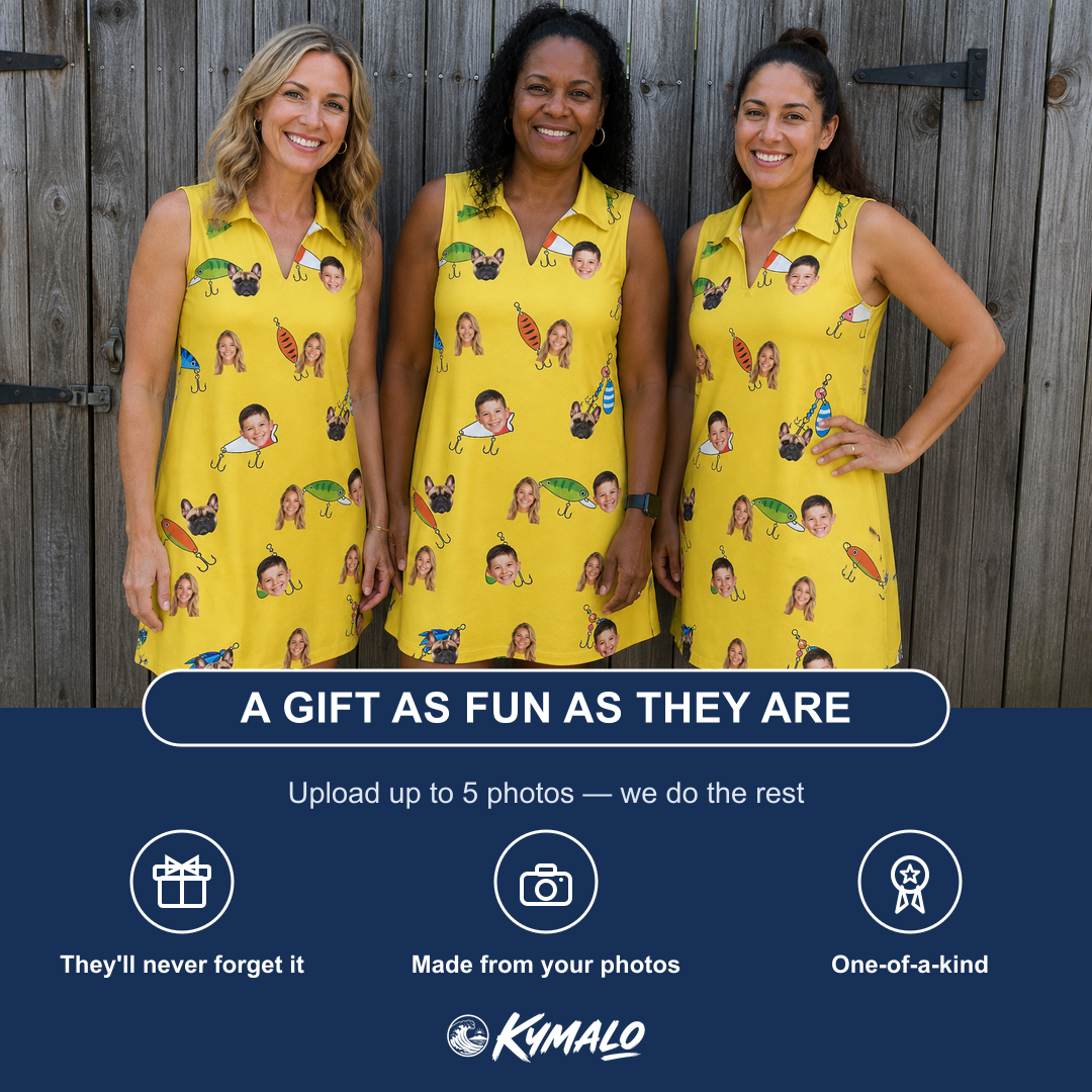 Friends in matching Women's Twitchy Treasures Custom Face V-Neck Dress — a group gift photo