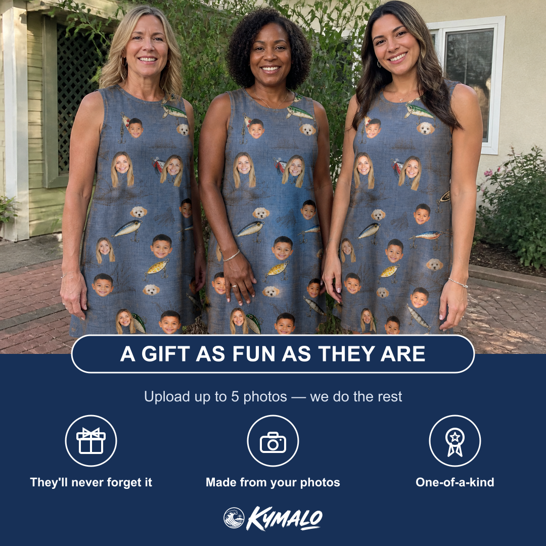 Friends in matching Women's Jig Jamboree Custom Face Tank Dress — a group gift photo