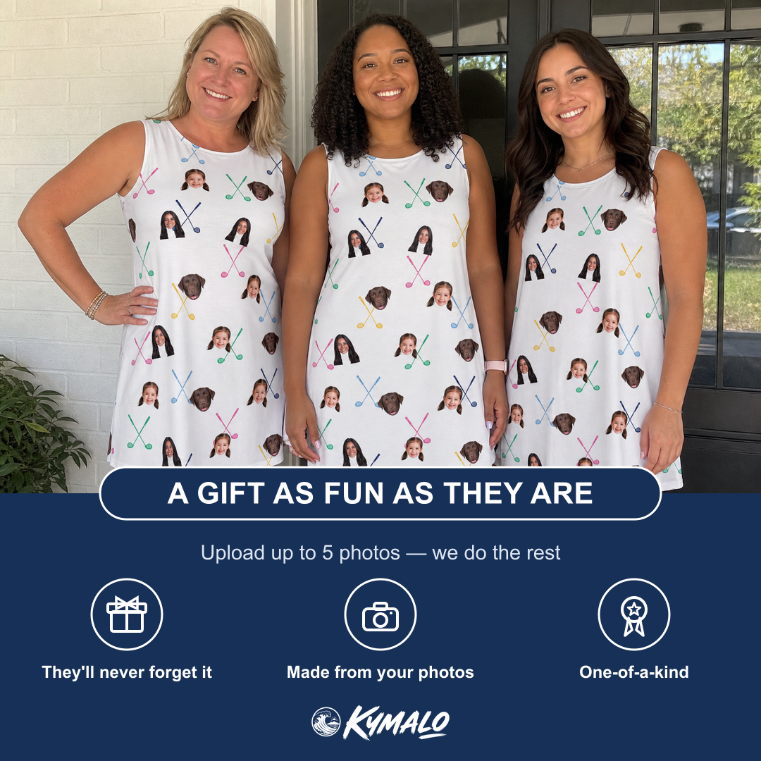Friends in matching Women's Swing Symphony Custom Face Tank Dress — a group gift photo