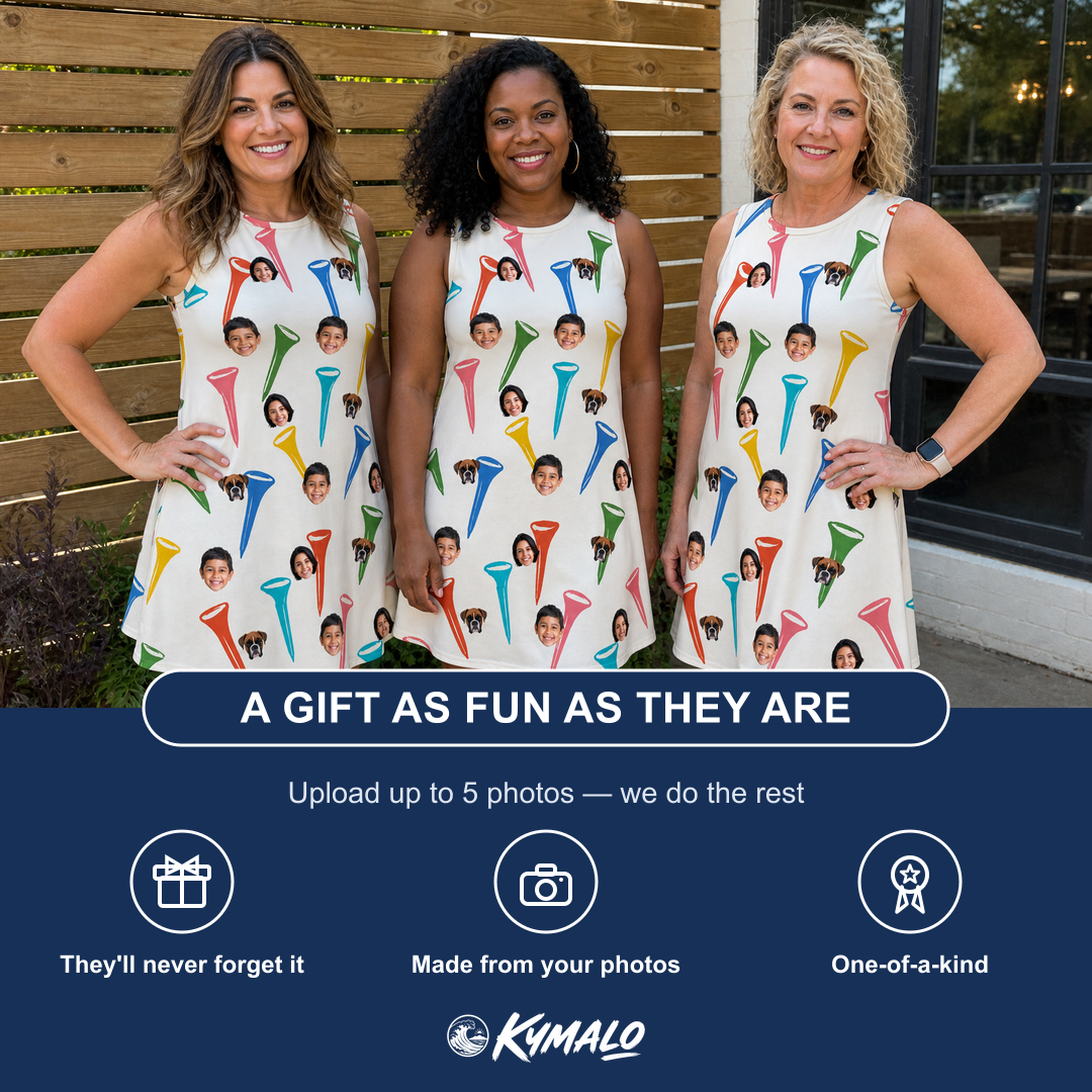 Friends in matching Women's Par Pickets Custom Face Tank Dress — a group gift photo