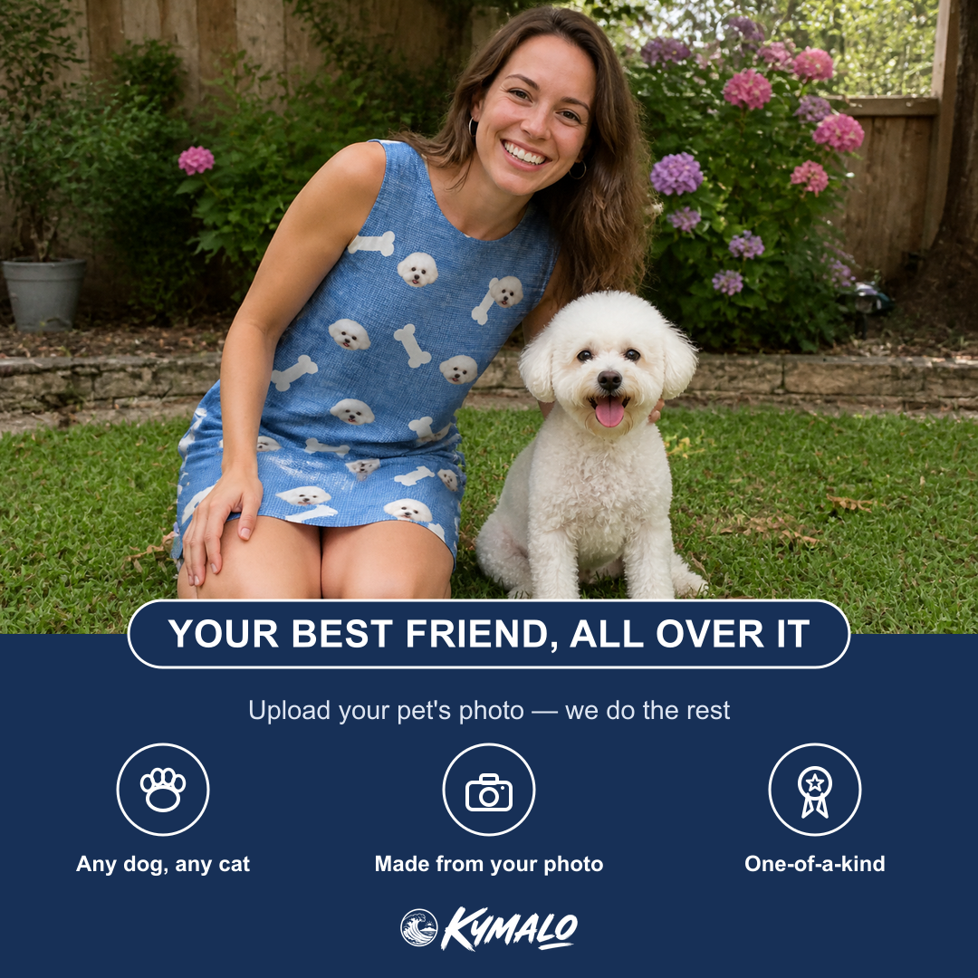 Friends in matching Women's Waggle Wafers Custom Dog Face Tank Dress — a group gift photo