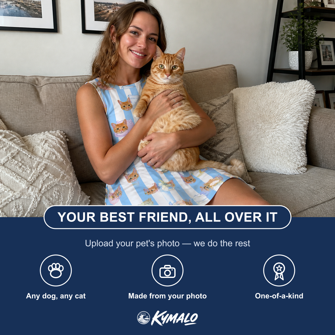 Friends in matching Women's Naptime Nooks Custom Cat Face Tank Dress — a group gift photo