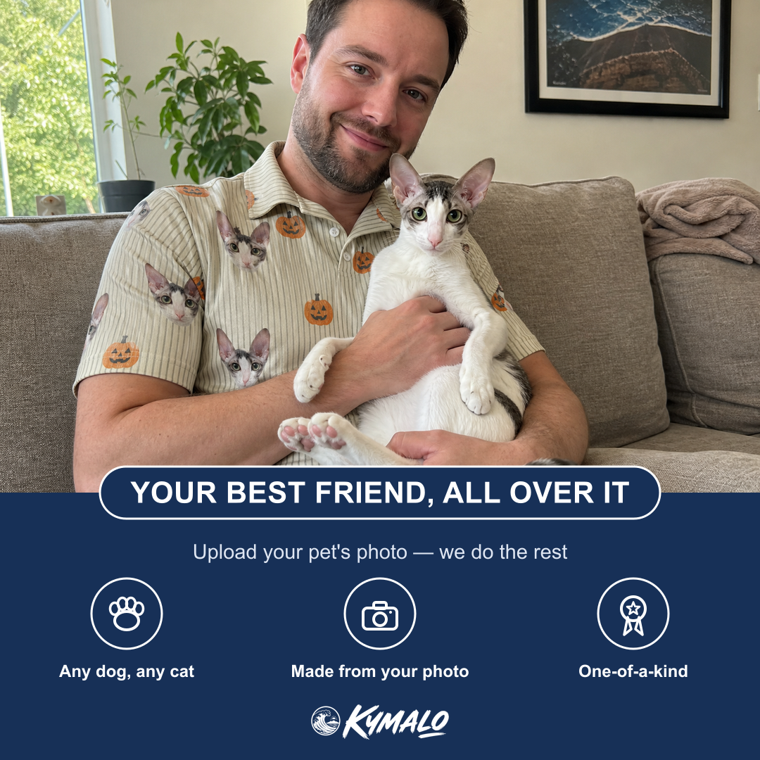 Friends in matching Men's Fiery Fiends Custom Cat Face Polo Shirt — a group gift photo