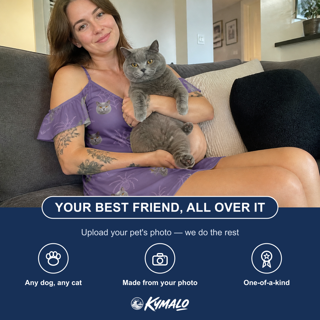 Friends in matching Women's Spider Social Custom Cat Face Off-Shoulder Dress — a group gift photo