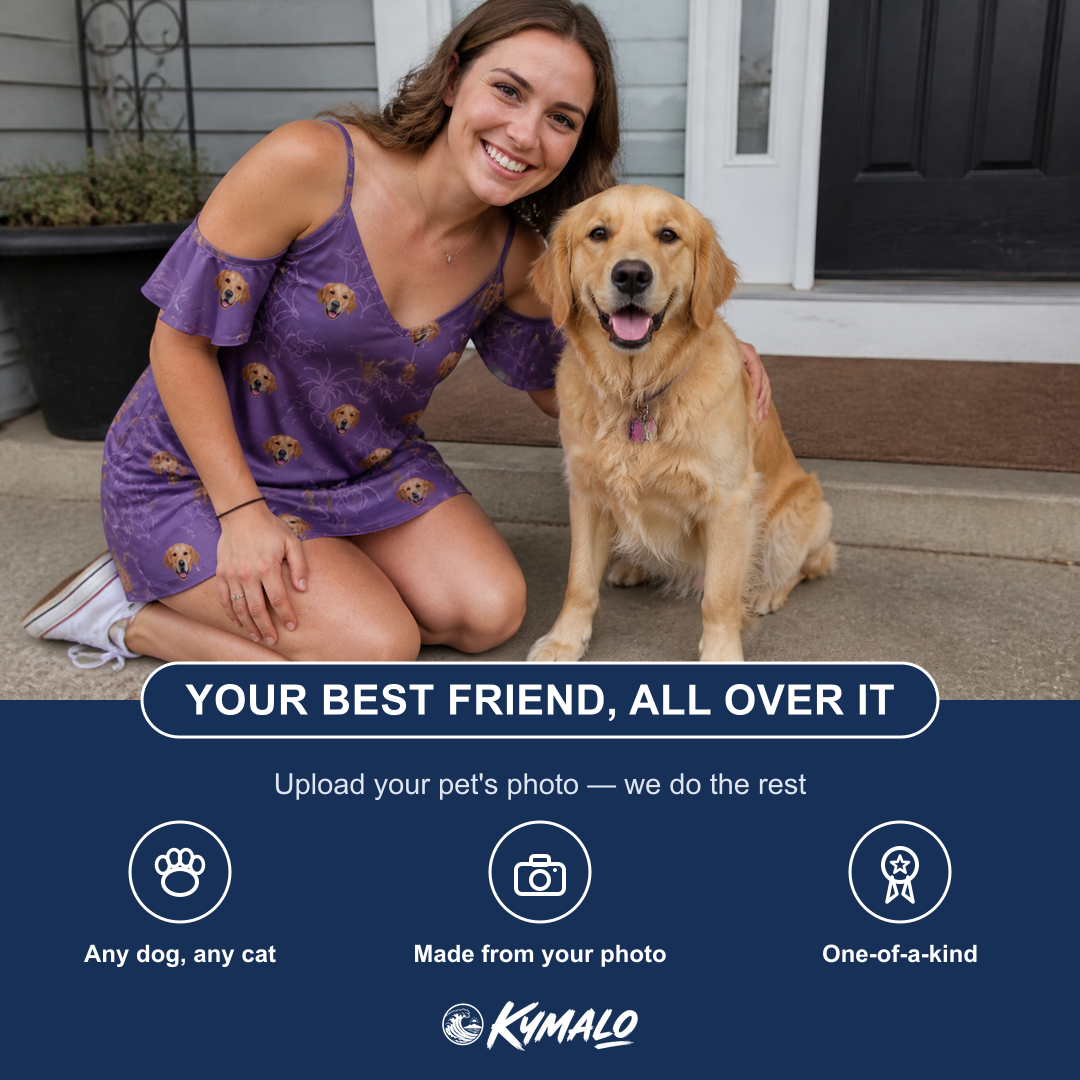 Friends in matching Women's Spider Social Custom Dog Face Off-Shoulder Dress — a group gift photo