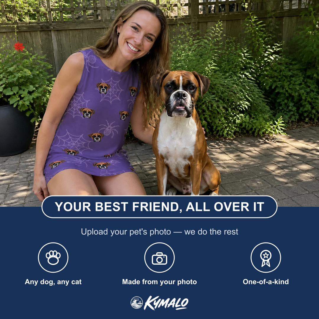 Friends in matching Women's Spider Social Custom Dog Face Tank Dress — a group gift photo