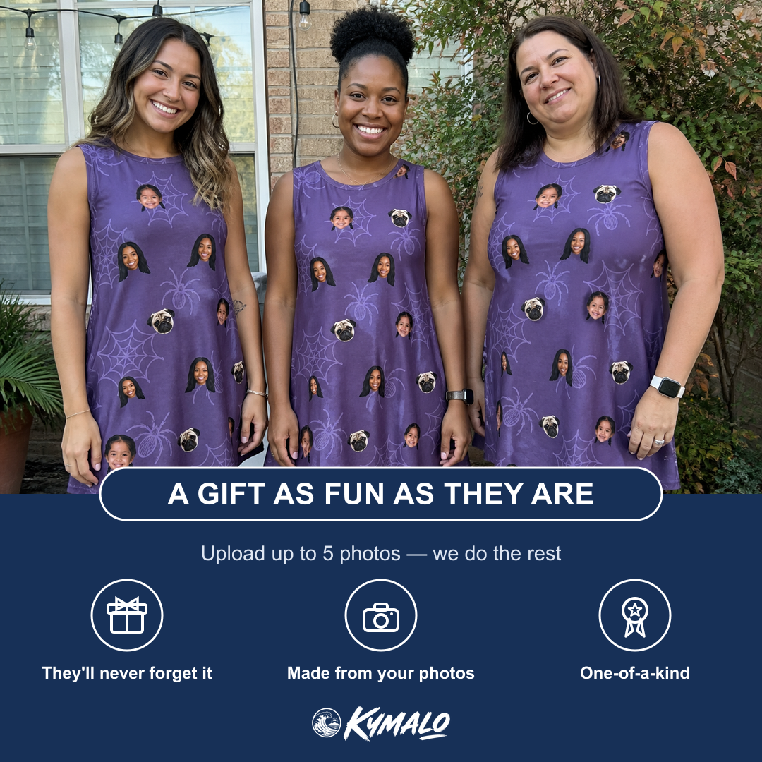 Friends in matching Women's Spider Social Custom Face Tank Dress — a group gift photo