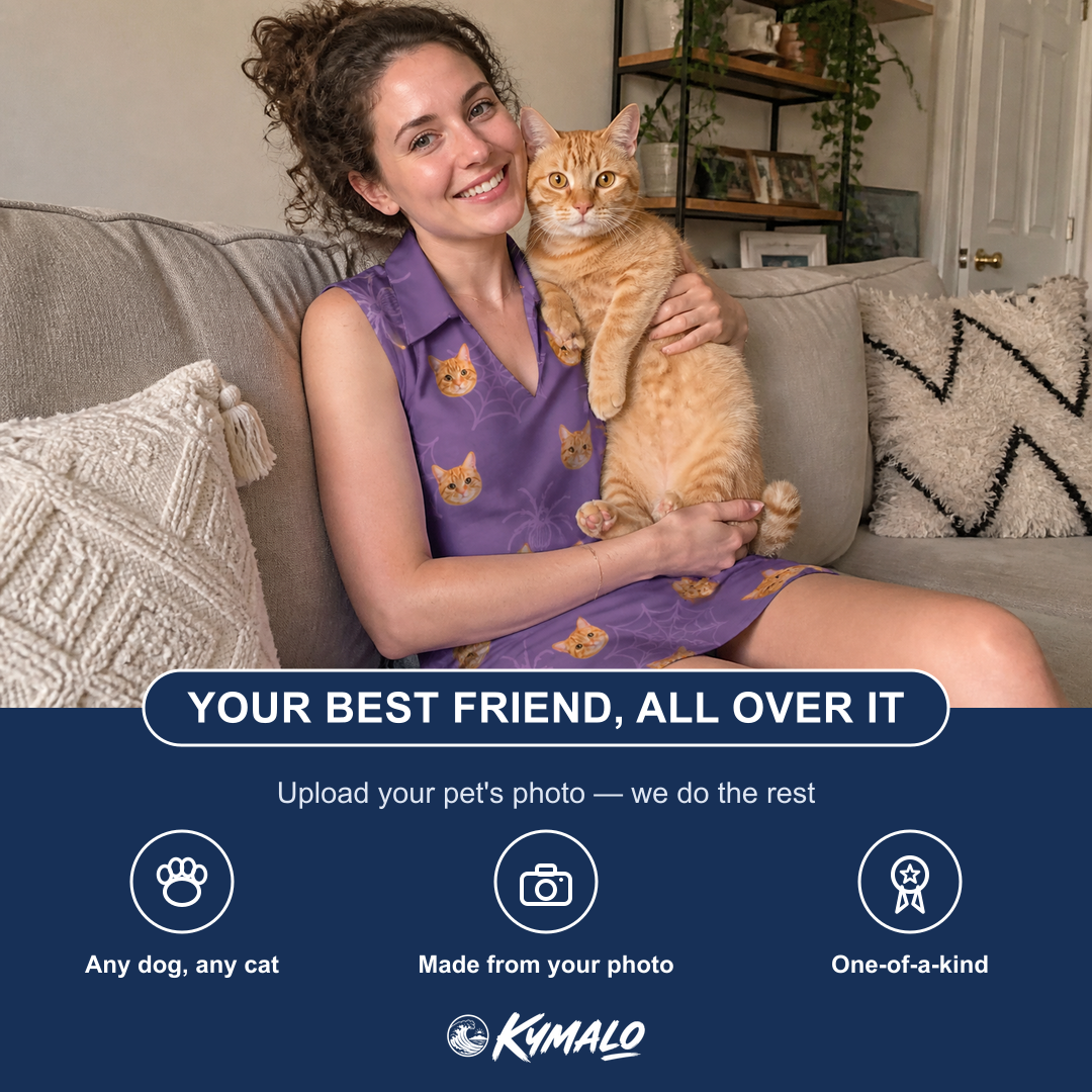 Friends in matching Women's Spider Social Custom Cat Face V-Neck Dress — a group gift photo