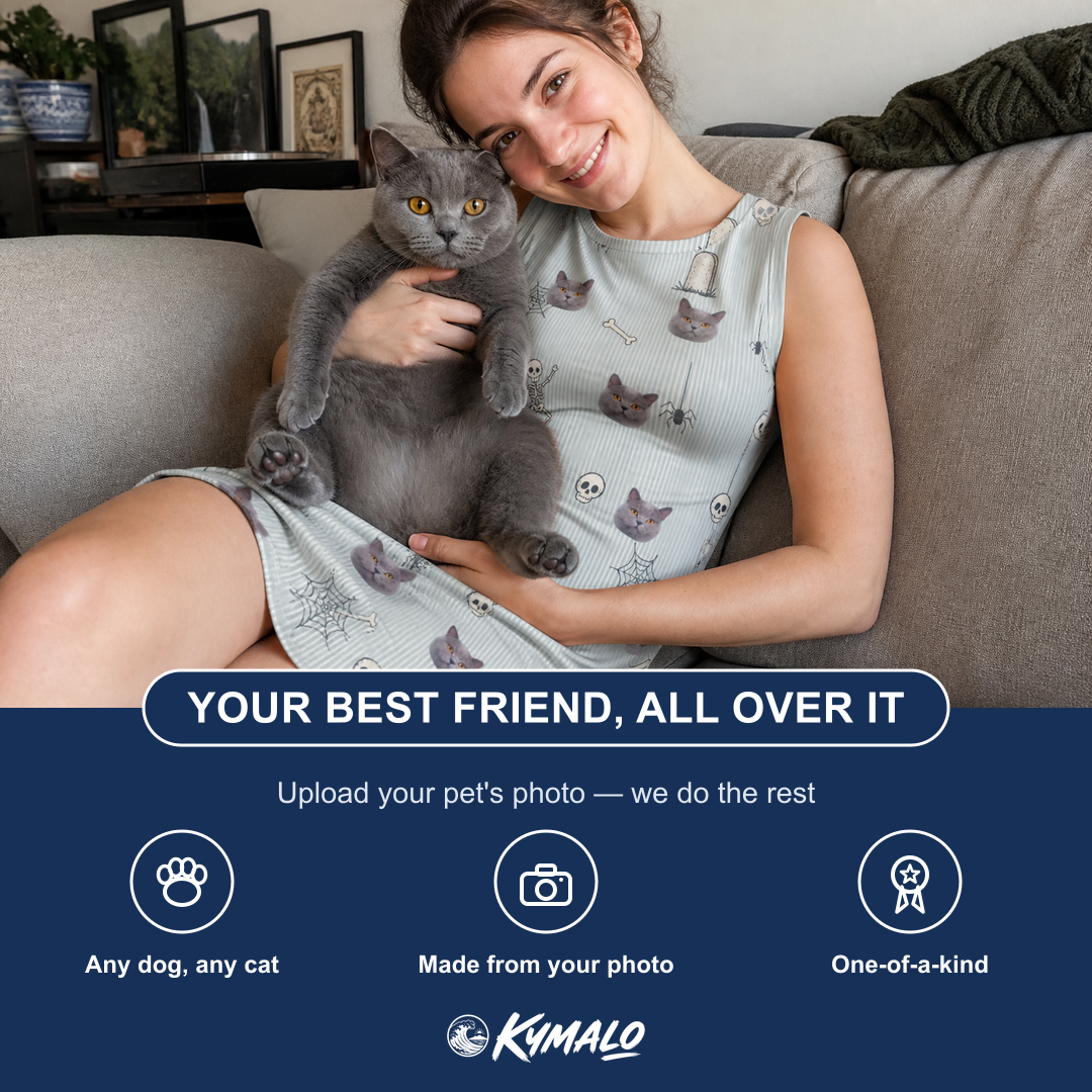 Friends in matching Women's Tombstone Tango Custom Cat Face Tank Dress — a group gift photo