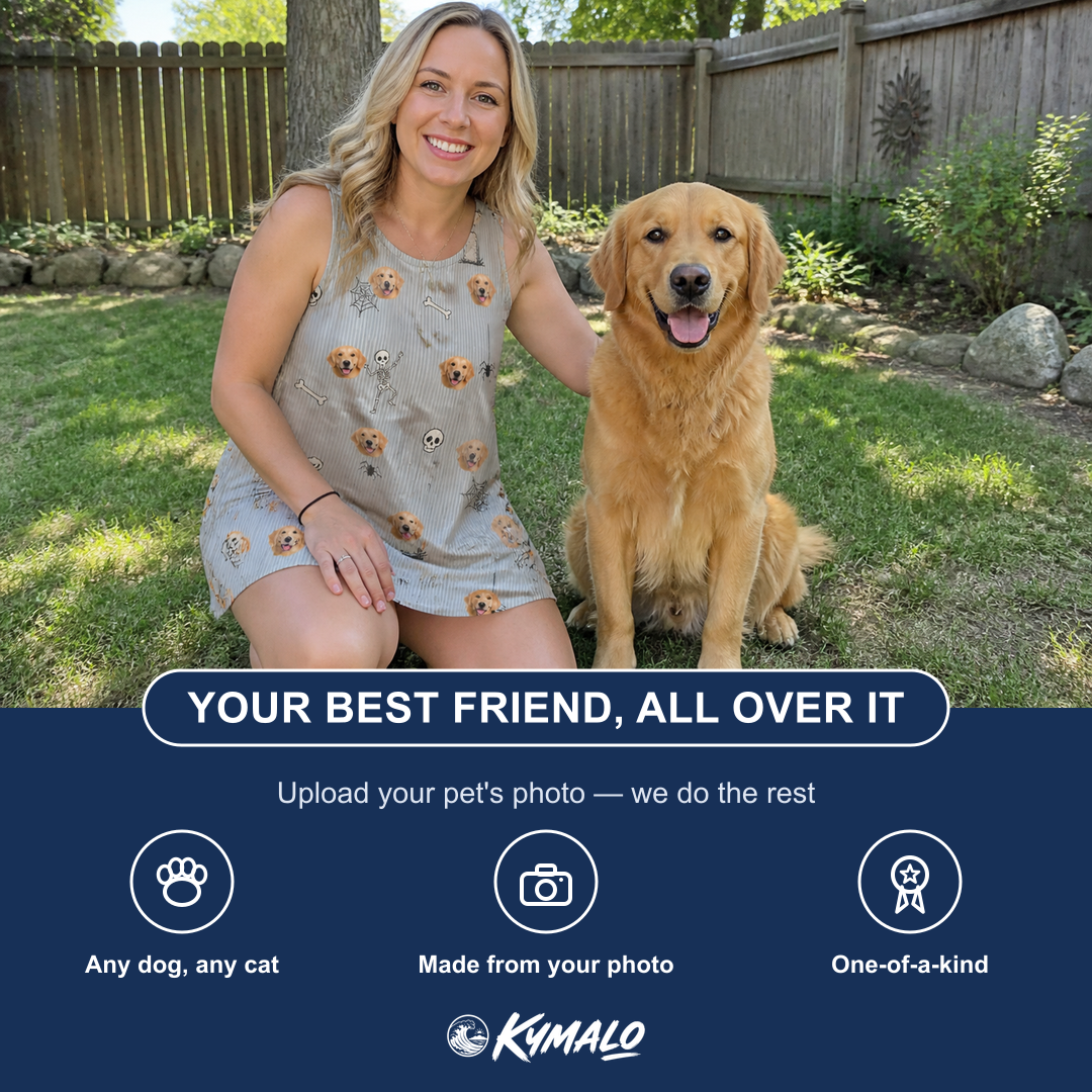 Friends in matching Women's Tombstone Tango Custom Dog Face Tank Dress — a group gift photo