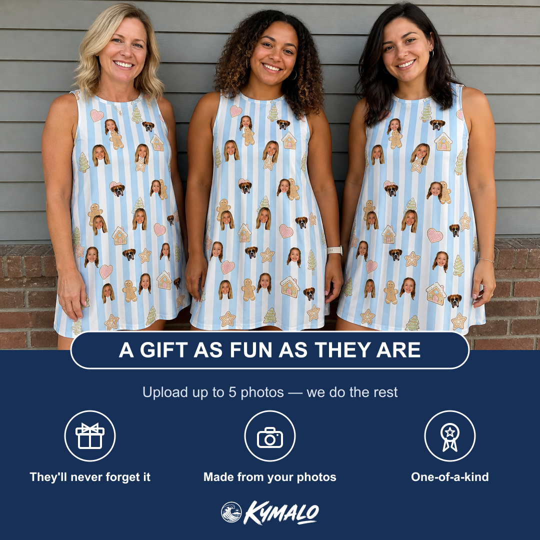 Friends in matching Women's Spice Sprites Custom Face Tank Dress — a group gift photo